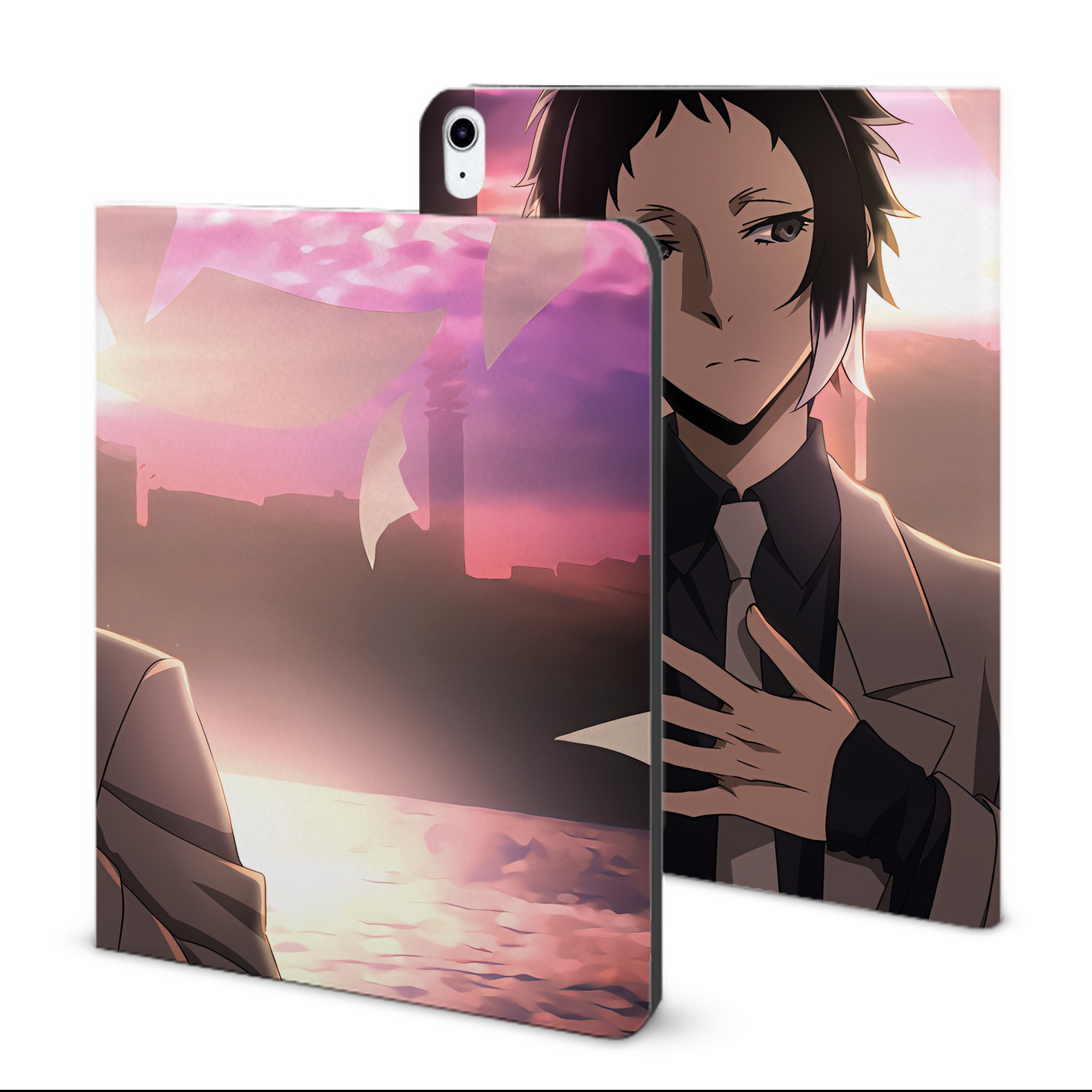 （画像用） 文豪ストレイドッグス Bungo Stray Dogs IPad ケース ブック型 PUレザー TPU 耐衝撃 軽量 薄型 ペン収納なし 全面保護 IPad 各モデル対応